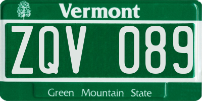 VT license plate ZQV089