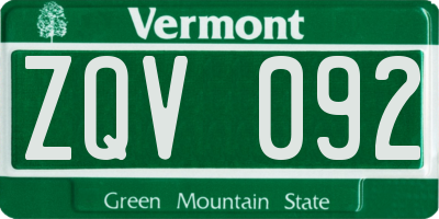 VT license plate ZQV092