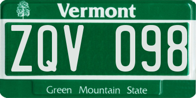 VT license plate ZQV098