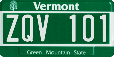VT license plate ZQV101