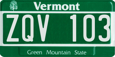 VT license plate ZQV103