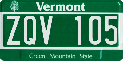 VT license plate ZQV105