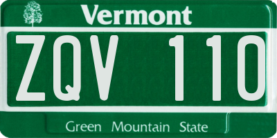 VT license plate ZQV110