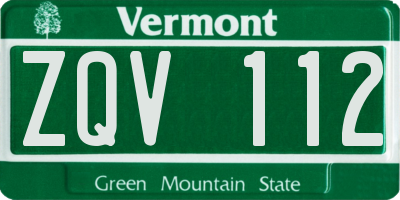 VT license plate ZQV112