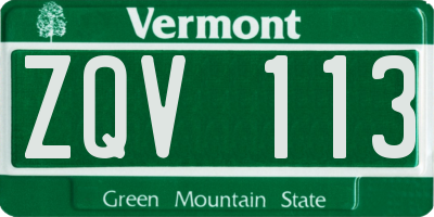 VT license plate ZQV113