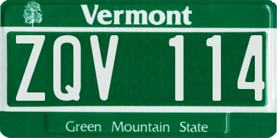 VT license plate ZQV114