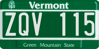 VT license plate ZQV115