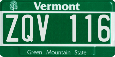 VT license plate ZQV116