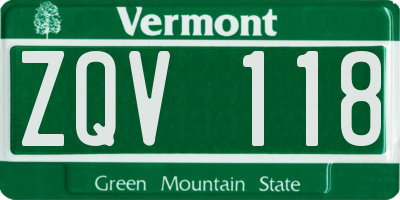 VT license plate ZQV118