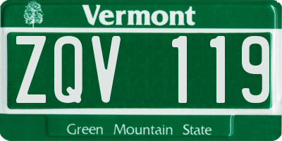 VT license plate ZQV119