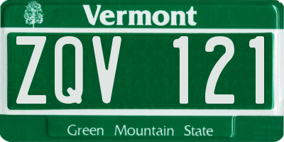 VT license plate ZQV121