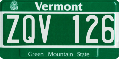 VT license plate ZQV126
