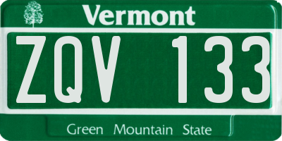 VT license plate ZQV133