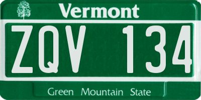 VT license plate ZQV134