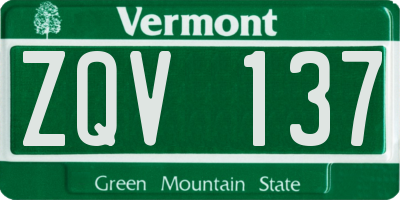 VT license plate ZQV137