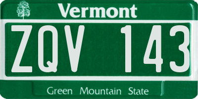VT license plate ZQV143