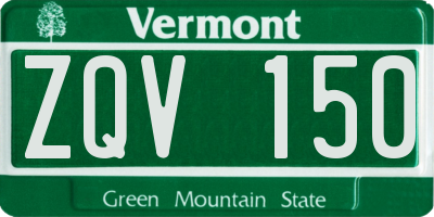 VT license plate ZQV150