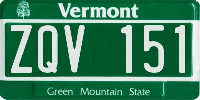 VT license plate ZQV151