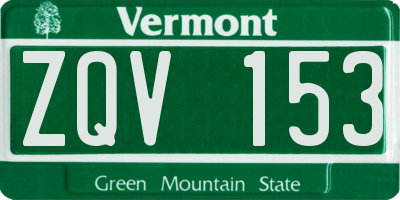 VT license plate ZQV153