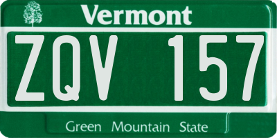 VT license plate ZQV157