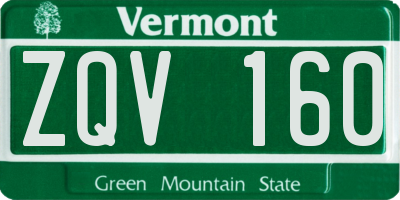 VT license plate ZQV160