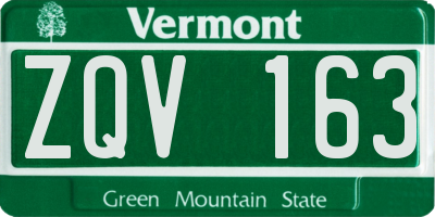 VT license plate ZQV163
