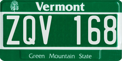 VT license plate ZQV168