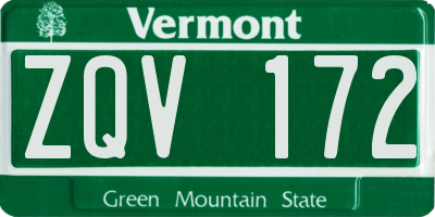 VT license plate ZQV172