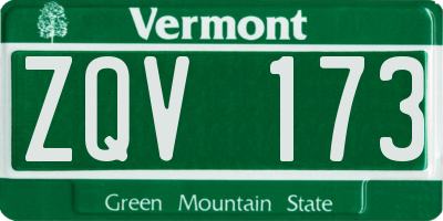 VT license plate ZQV173