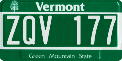 VT license plate ZQV177