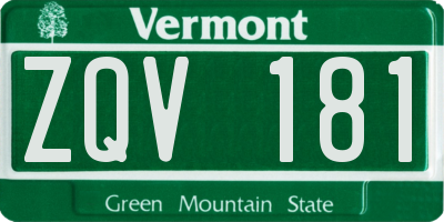VT license plate ZQV181