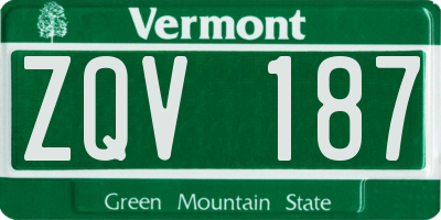 VT license plate ZQV187