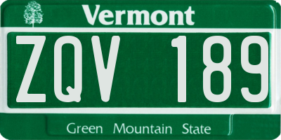 VT license plate ZQV189