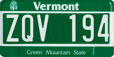 VT license plate ZQV194