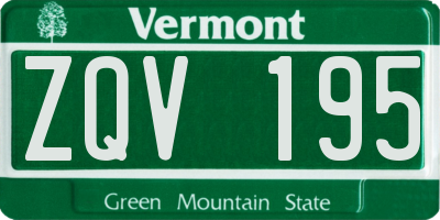 VT license plate ZQV195