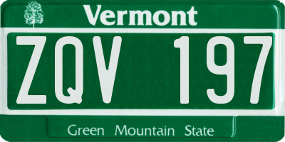 VT license plate ZQV197