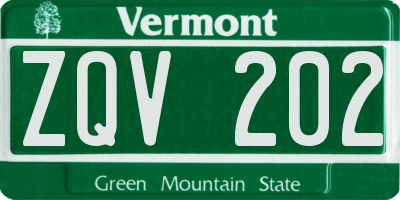 VT license plate ZQV202