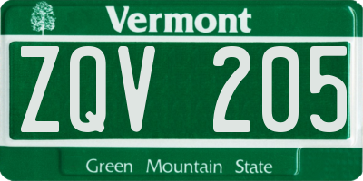 VT license plate ZQV205