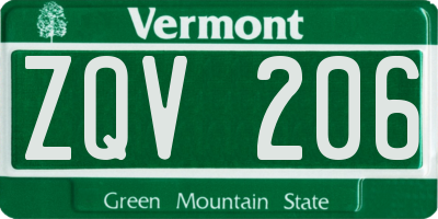 VT license plate ZQV206