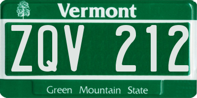 VT license plate ZQV212