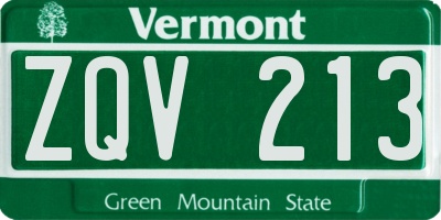 VT license plate ZQV213