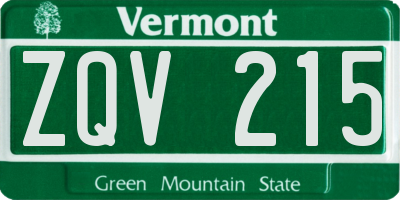 VT license plate ZQV215