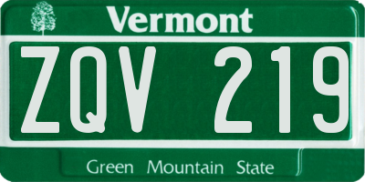 VT license plate ZQV219