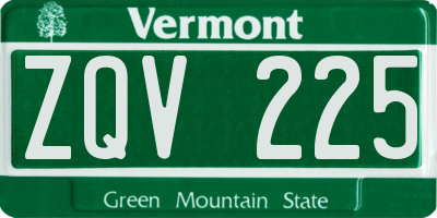 VT license plate ZQV225