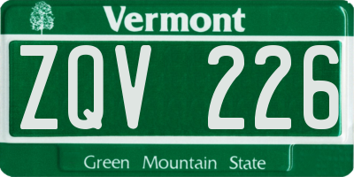 VT license plate ZQV226