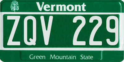 VT license plate ZQV229