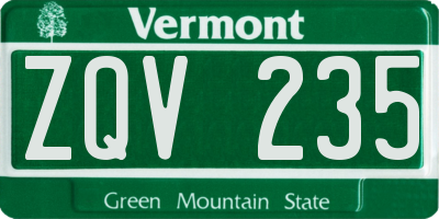VT license plate ZQV235