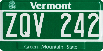VT license plate ZQV242