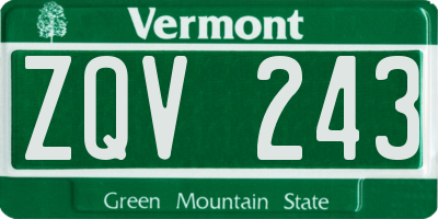 VT license plate ZQV243