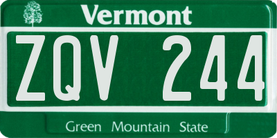 VT license plate ZQV244